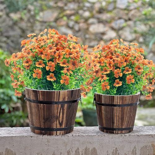 Artificial Flowers Outdoor Fake Flowers,20 Bundles Outside Fake Flower UV Resistant No Fade Faux Plastic Plants Shrubs Home Garden Porch Patio Decor(Orange Red) - color: Orange Red, size: 20 Bundles