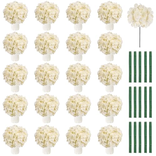 108PCS Hydrangea Artificial Flowers Silk Fake Flowers with Stems for Mother's Day, Home Wedding Decor, Party Table Centerpieces DIY Project and Bouquet Floral Garlands Decoration (Champagne) - color: Champagne