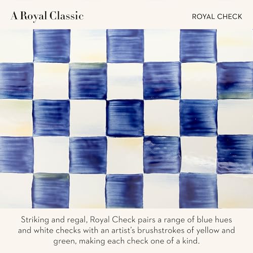 MACKENZIE-CHILDS Tall Enamel Vase, Unique Flower Vase, Decorative Table Decor for Living Room, Blue-and-White Royal Check - color: Royal Check