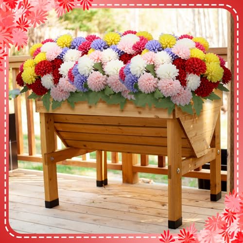 XunYee 12 Pcs Artificial Flowers for Outdoor Indoor Spring Faux Chrysanthemums Mums Fake Flowers Plants for Outside Garden Porch Window Patio Spring Marigold for Vase Table Wedding Home Decor - color: Vivid