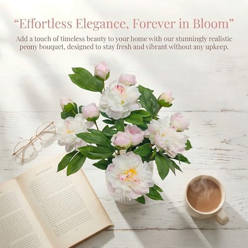 Peony Artificial Flowers,4 Pcs Fake Faux Peonies Flowers Look Real,Silk Peonies with Stems for Home Decor,Light Pink Peonies Artificial Flowers for Floral Arrangements (4, Light Pink) - color: Light Pink