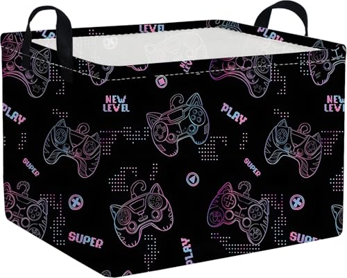 Rectangular Game Basket,Kids game storage basket,Storage Baskets with Handles,nursery game room baskets,Toy Storage Bin Organizer,Gift Bins(Cute game) - color: Cute game
