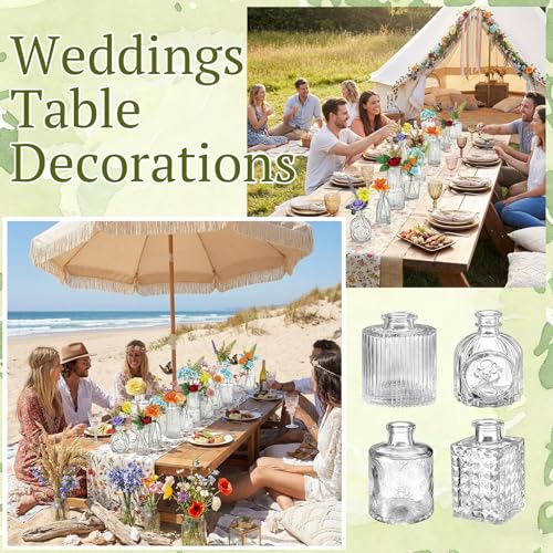 36 Pcs Artificial Flowers Table Centerpiece with Vases Colorful Wildflower Centerpieces Silk Flower Arrangement for Wedding Baby Shower Table Centerpieces Party(Fresh Charm,Clear) - style: Fresh Charm
