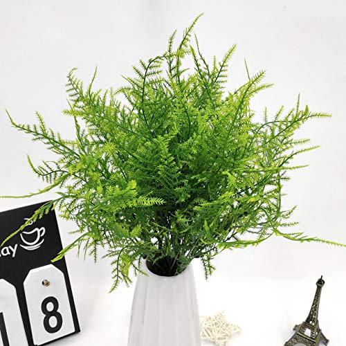 PASYOU Artificial Shrubs, Plastic Plants Fake Bushes Grass Greenery Leaves Shrub Bush Home Garden Indoor Outdoor Verandah Wedding Party DIY Table Arrangement Decoration Planting Filler 8 Bundles - color: Fine Grass-8 Pcs
