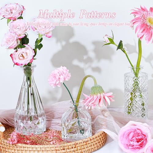 UPBUD Clear Glass Bud Vases Set of 5, Mini Flower Vase for Centerpieces, Small Clear Vases in Bulk for Wedding Decorations, Vintage Vase for Table, Recepetion, Home Décor - color: Standard-clear, size: 5pcs