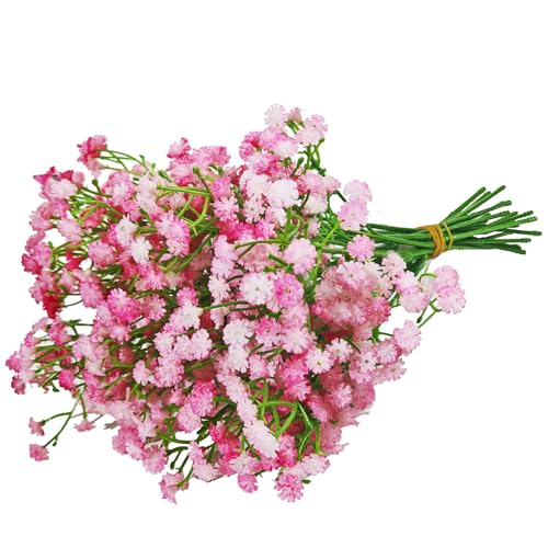 ABAJI Tiny Babys Breath Artificial Flowers Gypsophila Real Touch Flowers for Wedding Party Home Garden Decoration 12 inch in Length Small and Short - color: Light Pink, size: 24 PCS