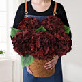 JINWOE 5Pcs Burgundy Silk Hydrangea Artificial Flowers, 20Inch Large Lifelike Flowers,Halloween Christmas Artificial Hydrangeas for Indoor Bouquet Table Centerpieces Floral Arrangements Home Wedding - color: Burgundy