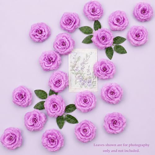 Rose Artificial Flowers, 50Pcs White Roses Head Flowers Bulk with Stem, 3 Inches Silk Rose Fake Flower Head for Wedding Party Home Decor DIY Baby Shower Centerpieces Tables Decoration (Light Purple) - color: Light Purple