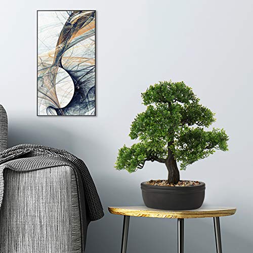 Artificial Bonsai Tree Juniper Faux Plants Indoor Small Fake Plants Decor with Ceramic Pots for Home Table Office Desk Bathroom Shelf Bedroom Living Room Farmhouse Decorations - style: 14" Ficus