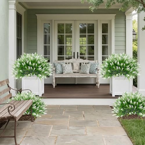 Rowfad 22 Pcs Artificial Outdoor Flowers Fake Outdoor Plants Monkey Grass with Red Flowers for Pot Decor for Window Garden Patio Hanging Planter Pathway Front Porch (22, White) - color: White