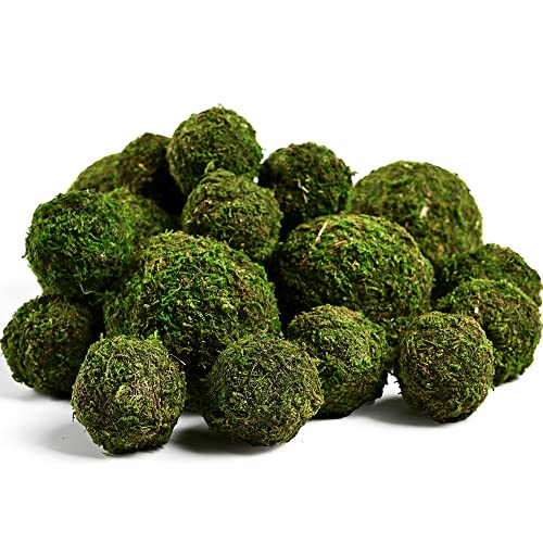 Usmola 18pcs Fake Moss Balls, 6pcs 3.2" Faux Green Balls + 12pcs 2" Artificial Moss Decorative Balls for Centerpiece Bowls (Fresh Green)
