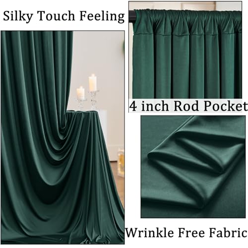 10x8 ft Wrinkle Free Hunter Green Backdrop Curtains for Parties, Thick Fabric Emerald Photo Backdrop Drapes Panels for Weddings Birthday Party Photography Background - color: Hunter Green, size: 10ftx8ft