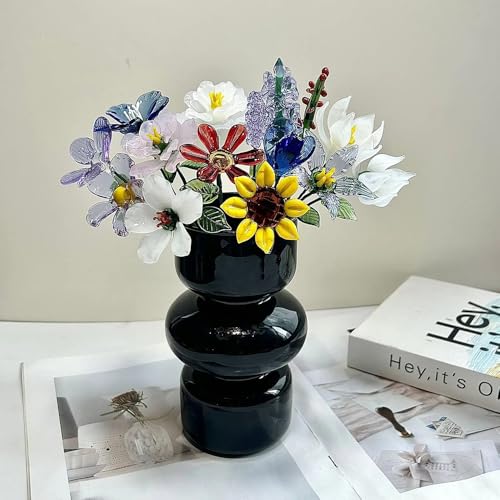 Handmade Glass Birth Month Flower, Bendable Wire Stem, French Pastoral Desktop Decor, Birthday Gift for Mom Women, Home Office Vase (May – Lily of the Valley (Handmade Glass Birth Month Flower))