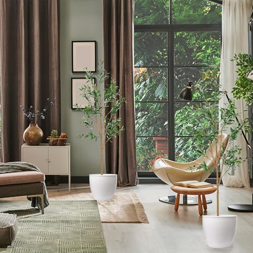 Sunnydaze Fake Olive Tree - 5ft Tall Faux Olive Tree with Pot - Indoor Artificial Plant with Black Weighted Base and Silk Leaves - Set of 2 - size: 5 ft