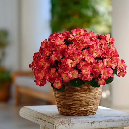 Artificial Crabapple Flowers for Outdoor 10 Pcs Artificial Chinese Flower Fake Flowers with Stems Silk Realistic Floral Arrangement for Front Door Porch Planter Patio Balcony (Orange) - color: Orange