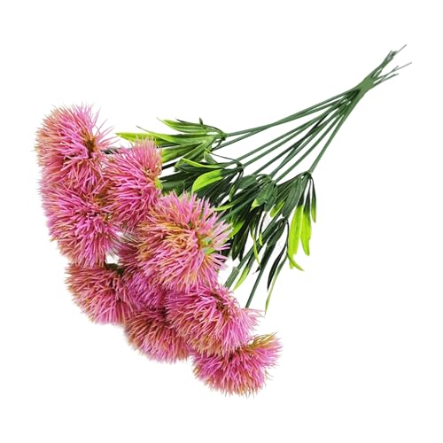 pson 10Pcs 11 Inch Artificial Dandelion Flowers, Faux Plastic Bouquets Shrubs for Home, Wedding, Garden, Party, Indoor/Outdoor Decoration(Pink) - color: Pink