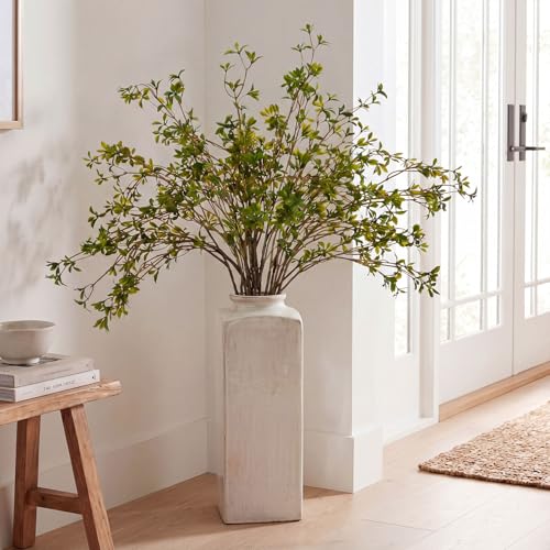 Zeyune 6 Pcs Artificial Greenery Stems 40 Inch Tall Faux Enkianthus Leaf Branches for Tall Vase, Decorative Green Branches for Modern Home Decor, Farmhouse Table Centerpiece, Wedding Arrangement - color: Green, size: Generic Style