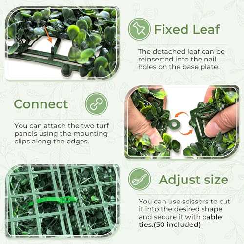 Artificial Grass Wall Panel Screen: 10"x10" 6P (4.2 sqft) UV-Anti Faux Boxwood Panels for Indoor Outdoor Green Wall Decor, Privacy Fence, Patio, Balcony, Party Backdrop - size: 10"x10" 6P