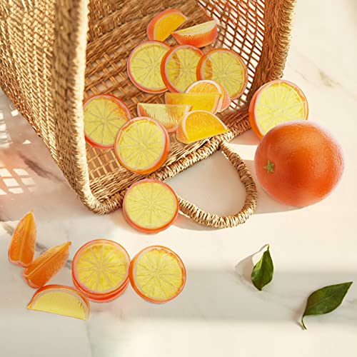 Woration 19 Pcs Artificial Fake Orange & Slices Blocks Set Simulation Fruits Model Realistic Oranges Home Decoration for Party Kitchen Wedding Props Ornament - color: Orange