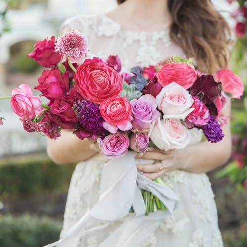 6Pcs Realistic Silk Pink Ranunculus Artificial Flowers Long Stems, 23.6" Tall Fake Flowers Faux Flowers Suit for Year-Round Home Decoration, Wedding, Bridal Bouquets, Office - color: Pink