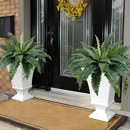Dremisland Artificial Ferns for Outdoors 30" Fake Ferns Artificial Boston Fern Bush Set of 2 Large Hanging Faux Fern Artificial Bush Plants for Outdoors Planter Indoor Home Garden Porch Decor
