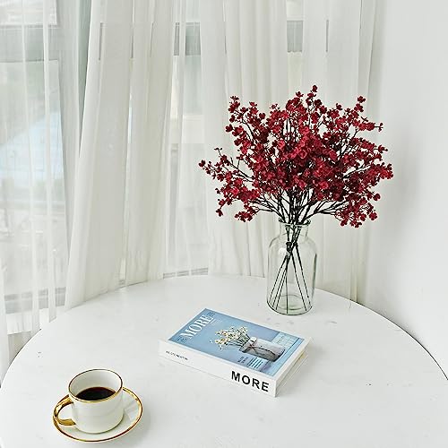 ONLY ART Burgundy Silk Baby’s Breath Flowers – 6 Bundles, 18.7" Faux Florals with Flexible Stems for New Year and Valentine's Day Elegant Home, Wedding & Event Décor - color: Burgundy