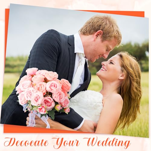 Geosar 8 Bundles Artificial Peonies Flowers Fake Silk Peony Bouquet Faux Peonies Flowers Bulk for Decoration Vase Floral Arrangements Wedding Party Table (Peach Pink,Light Pink) - color: Peach Pink, Light Pink