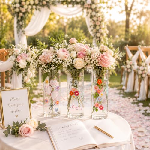 Cinrobiye 6 Set Glass Vase Craft Kit, Paint a Vase DIY Decorative Glass Jar Set for Flower Arrangement, Home Decor and Wedding Table Centerpieces