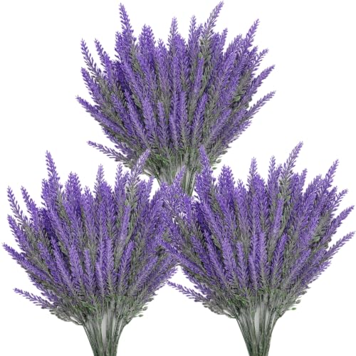 CATTREE Artificial Plants, Fake Lavender Flowers Plastic Plant Lifelike Flower for Indoor Outdoor Home Garden Balcony Party Wedding Bridal Bouquet DIY Decor Planter Filler Decoration Purple 12 Bundles - color: Lavender - Purple - 12 Pack
