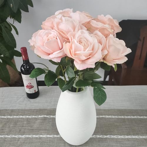 ATFL Fake Roses Artificial Flowers Bulk,Floral Diameter 4'',20 Pcs Artificial Silk Roses Flowers with Stems for Wedding Arrangement Centerpieces Party Home Table Decorations (20, Blush) - color: Blush