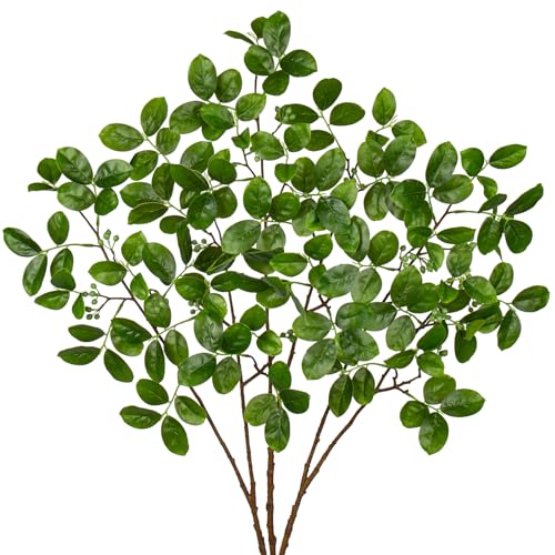 Hollyone 3PCS Artificial Greenery Stems Faux Branches for Vase Fake Lagerstroemia Leaves Branches 28.7 Inch Plants Leaf Bushes for Floral Arrangement Bouquets Party Wedding Wall Home Decor Green - color: Lagerstroemia - Green#2