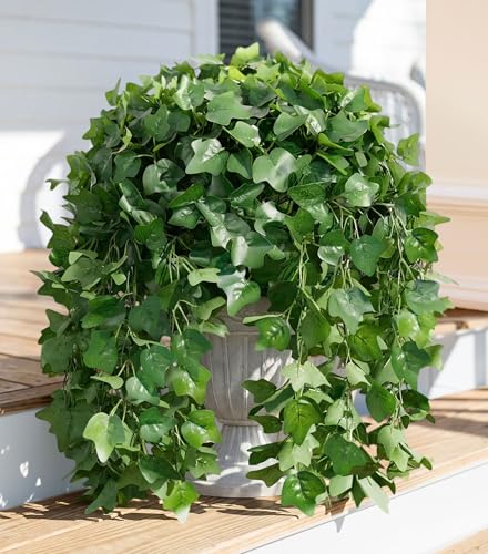 Faux Outdoor Plants Fake Hanging Plants for Outdoors Outside Decorations, 2 Pcs Green Fake Ivy Vines Realistic UV Resistant Artificial Greenery for Planters Porch Garden Yard Front Door Patio Indoor - color: Ivy Vine-green