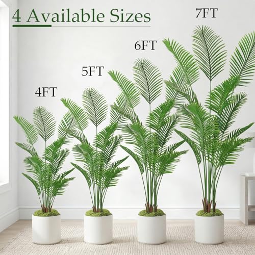 Artificial Palm Trees, 6FT Tall Faux Tree for Indoor and Outdoor, Artificial Plants with Basic Planter, Suitable for Home, Bathroom, Porch Outside Patio Decor - size: 6ft