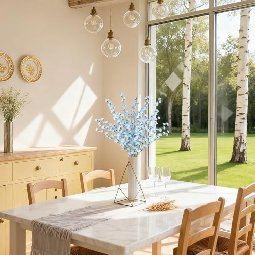 5pcs Delphinium Artificial Flowers 43.3 Inch Blue Silk Flowers Long Stem Faux Snapdragon Flowers for Wedding Bouquet Home Party Garden Outdoor Centerpiece Decoration(Blue) - color: Blue