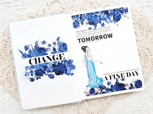 WT Cobalt Blue Wide PET Tape, Single Roll, Original Designs, Floral Decors, Transparent Clear Adhesive, Junk Journal Scrapbook Bujo Planner DIY Craft Supplies Gifts, Watercolor Flower - color: Cobalt Blue Wide PET Tape
