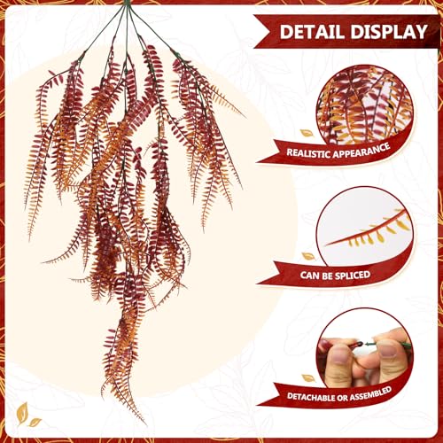 2-Pack Fake Hanging Plants, Faux Hanging Plant Artificial Greenery for Living Room Bedroom Boho Wall Shelf Indoor Outdoor Decor (Red Coreopsis) - color: Red Coreopsis