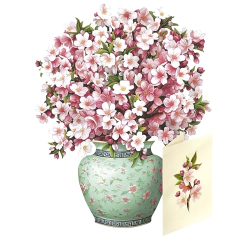 Freshcut Paper Mini Japanese Cherry Blossoms 6 Inch Life-Sized 3D Pop Up Card – Greeting Card, Birthday, Mothers Day, Thank You, Gifts for Mom and Her – Includes Notecard and Envelope - color: Japanese Cherry Blossoms, size: Mini