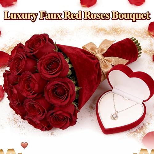 Felice Arts 12 Pack Red Roses Artificial Flowers Fake Roses with Stems Wine Red Silk Rose Bouquet for Party Home Wedding Valentines Mother's Day Bridal Vase Table DIY Decor - color: Wine