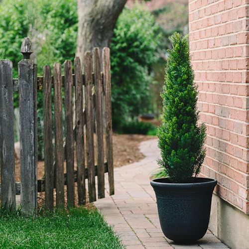 TRESIL Set of 2 Pre-Potted 4 Feet Faux Cedar Tree, Lifelike UV Protected Front Door Decor, Porch, Garden, Entryway Topiary, Indoor/Outdoor Use - Ready to Display - size: 4Ft-2Pack