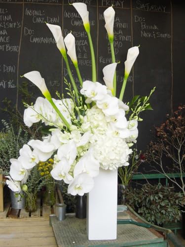 DuHouse 12pcs Calla Lily Artificial Flowers,26" Long Stem Large Calla Lily Flowers,Real Touch Calla Lilies for Party Wedding Bridal Bouquet Home Decor Centerpiece(Vase Not Included) - color: White