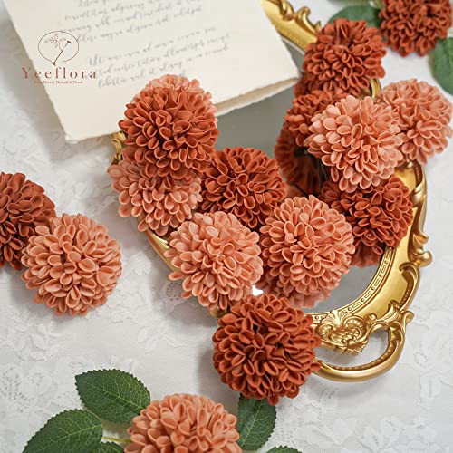 Artificial Flowers, 25pcs Rose for DIY Wedding Bouquets Centerpieces Arrangements, Terracotta Dahlia Flowers with Stem Bridal Shower Party Home Decorations - color: Terracotta Dahlia, size: 25pcs