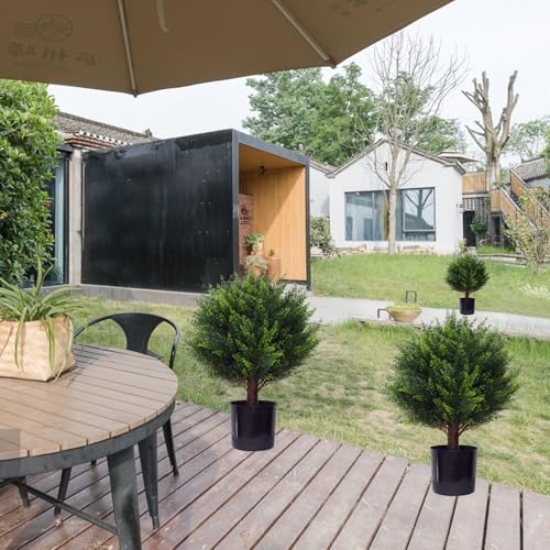 Artificial Cedar Tree - 2pcs Faux Shrub Plants, Hand Trimmed, UV Resistant, Low Maintenance, Suitable for Indoor and Outdoor Decoration (16.5 inches) - size: 16.5in