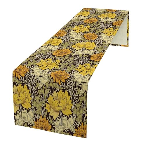 William Morris Style Strawberry Table Runner for Table Decor, Art Rustic Strawberry Bird Botanical Floral Flower Vintage Printed for Kitchen Dining Room Farmhouse Party Holiday Decorate 13" x 36" - color: William Morris_13, size: 13"W x 36"L (Pack of 1)