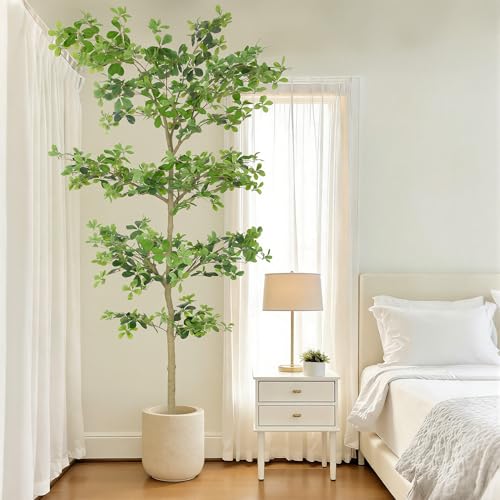 Bellacat Faux Black Olive Tree 8ft, Tall Faux Trees Indoor with Natural Trunk and Realistic Leaves. 8 Feet(96in) Artificial Tree for Home Office Décor - style: 8ft Black Olive Tree
