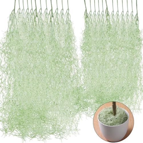 Cindeer 24 Pack Fake Spanish Moss Artificial Hanging Decoration Bulk Faux Greenery Moss Garland for Potted Wall Living Room Indoor Outdoor Decor(33 Inch,Dark Gray) - color: Dark Gray, size: 33 Inch
