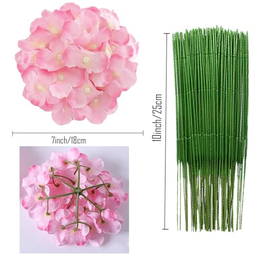 FagusHome Silk Hydrangea Heads 36 Pcs Artificial Flowers Heads and 3 Dozens Stems Fake Hydrangea Flowers with Stems for Home Wedding Decor (Dark Pink) - color: Dark Pink