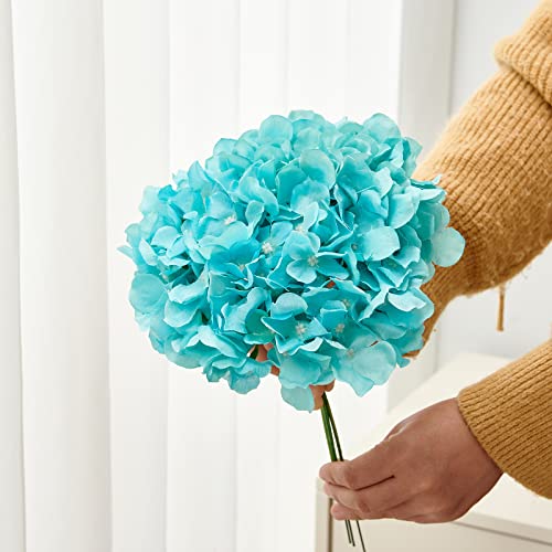Artificial Hydrangea Flowers Tiffany Heads 10 Fake Hydrangea Silk Flowers for Wedding Centerpieces Bouquets DIY Floral Decor Home Decoration with Stems - color: 10pcs Tiffany, size: Large