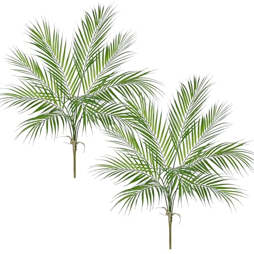 2PCS Artificial Palm Plant Leaves 30.7" Fake Tropical Areca Palm Bushes Tree Leaf Large Faux Greenery Stem Shrubs for Indoor Outdoor Home Garden Arrangement Jungle Safari Wedding Party Decor, 9 Leaves - color: Palm - 9 Leaves, size: Bushes