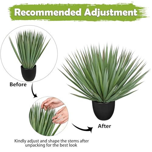 Briful Artificial Agave Plant – 18.1" Tall Faux Agave Plants in Black Pot, Realistic Fake Tropical Plants for Indoor and Outdoor Decor, Artificial Plants for Home, Office, Patio, Garden Decoration - color: Green