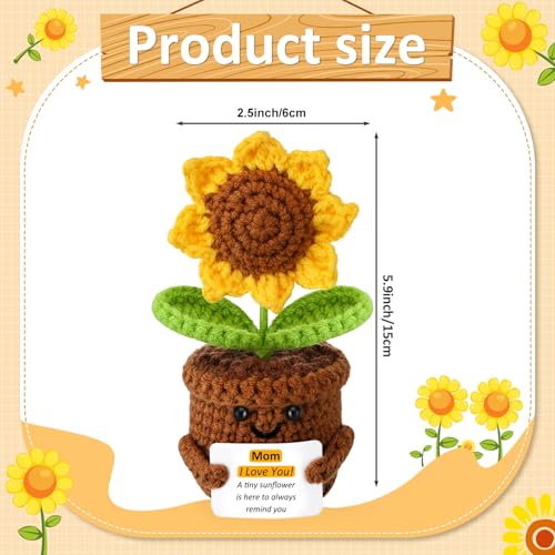 Mothers Day Mom Gifts from Daughter Son Crochet Sunflower Gifts for Mom Women I Love You Birthday Gifts for Women Mother in Law